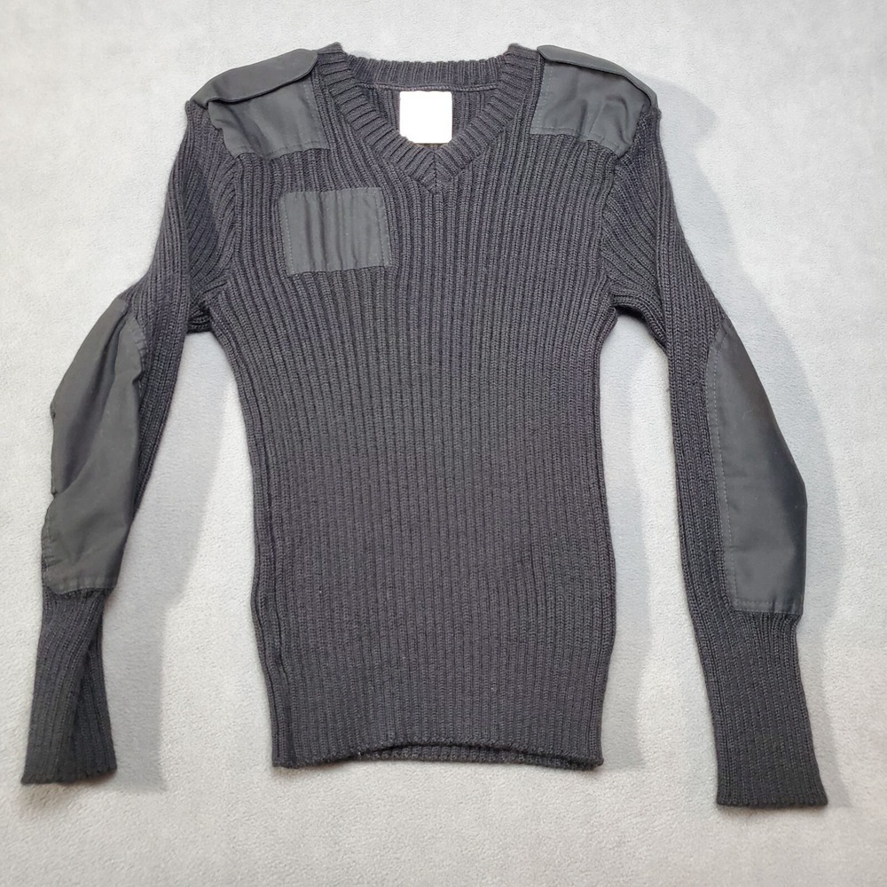 Brigade Quartermasters Sweater Mens 38 Black Vintage Wool Woolly Pully Stretch